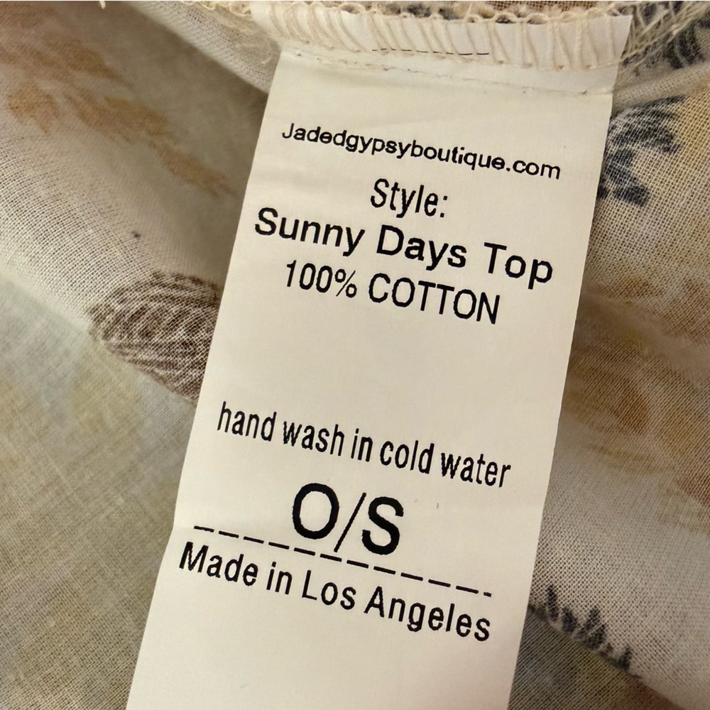 JADED GYPSY Sunny Days Top Button Down Sunflower Pattern Blouse w/ Chest Pocket - Picture 5 of 7